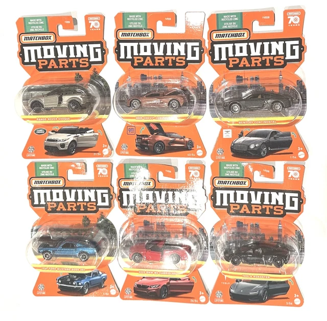 6 CAR COMPLETE Set Matchbox Moving Parts Mustang Tesla M4 BMW 70th
