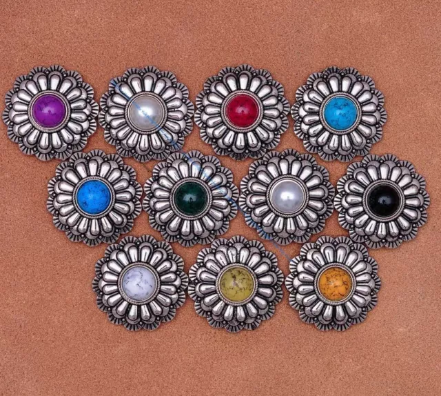 Metall Blumen Concho Schrauben Rückseite Silber Schwerlast Anzug für