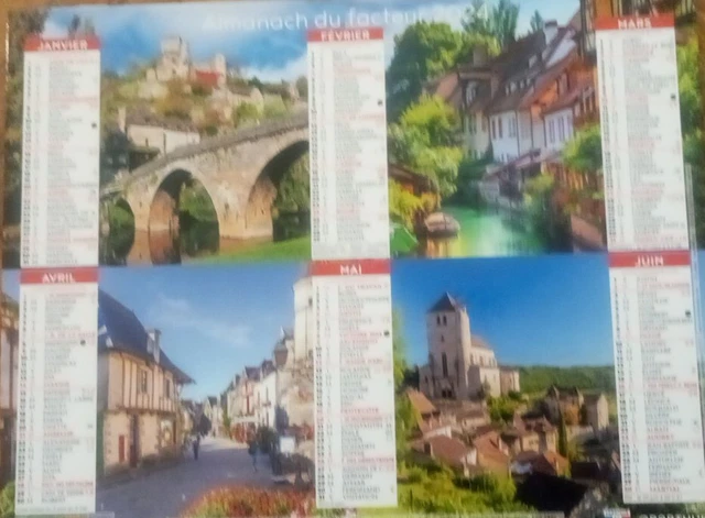 Calendrier Almanach 2024 - Voitures Anciennes 2CV, Simca, Ami 6, Peugeot 404, Renault 4