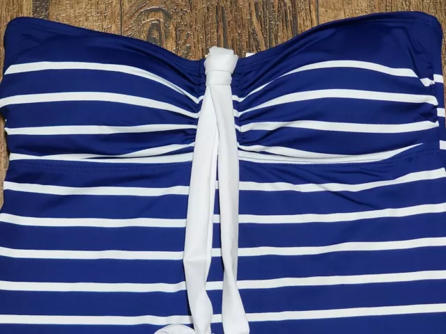 NWTO Lauren Ralph Lauren Women's Blue Halter Tankini White Stripes Swimsuit 2