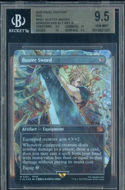 Buster Sword MTG Card MTG Buster Sword Borderless Foil Card - Final Fantasy  Playtest V2, Near Mint Magic The Gathering V2 Card