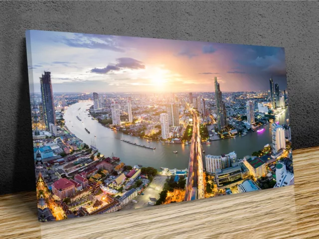 Bangkok Thailand skyline and skyscraper panoramic mounted canvas print