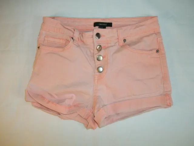 Forever 21 Jean Shorts Button-Fly Size 24 Womens Boyfriend Pink Cotton Blend