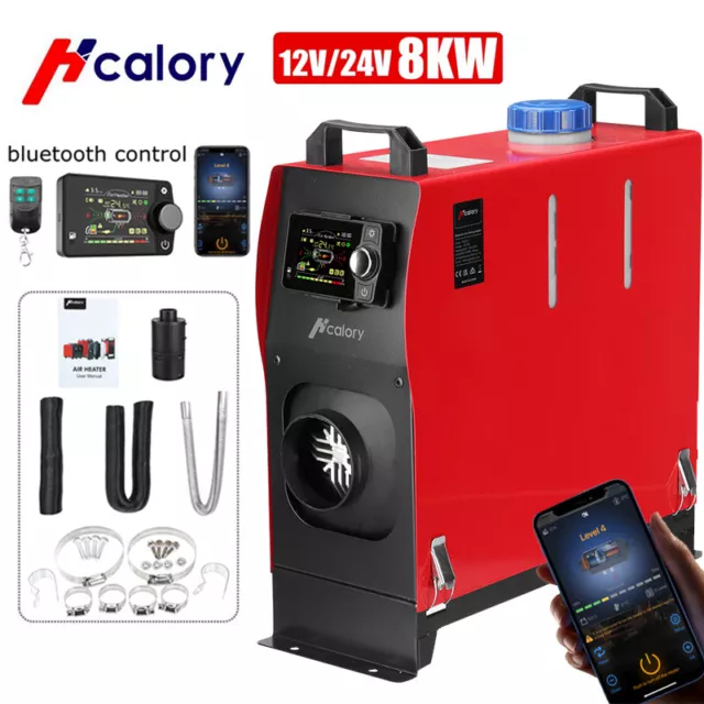 HCALORY Diesel Heater 8KW,12V 24V Portable Diesel Air Heater with Bluetooth  Control and LCD Screen,Parking Bunk Heater with 10L Fuel Tank for Car  Trucks Boat RV Trailer Camper