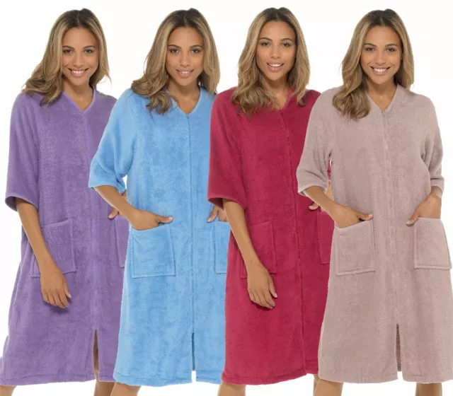 Buy Ladies Givoni Purple Violet Long Length Zip Dressing Gown Bath Robe  (82) - MyDeal