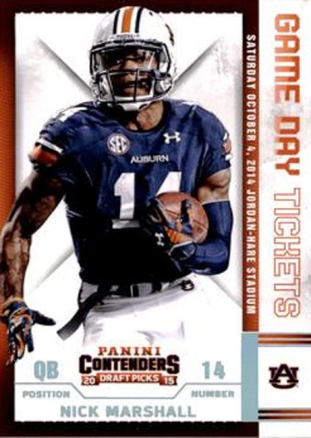 2015 Panini Contenders Draft Picks Game Day Tickets #51 Nick Marshall RC Auburn