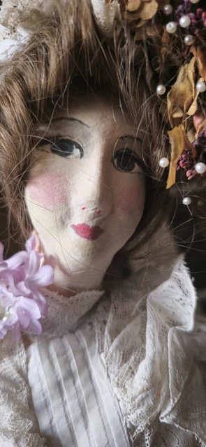 Ancienne Poupée De Salon Boudoir – France, Années 1920-30, 75 Cm, Tissu Dentelle Et Perles