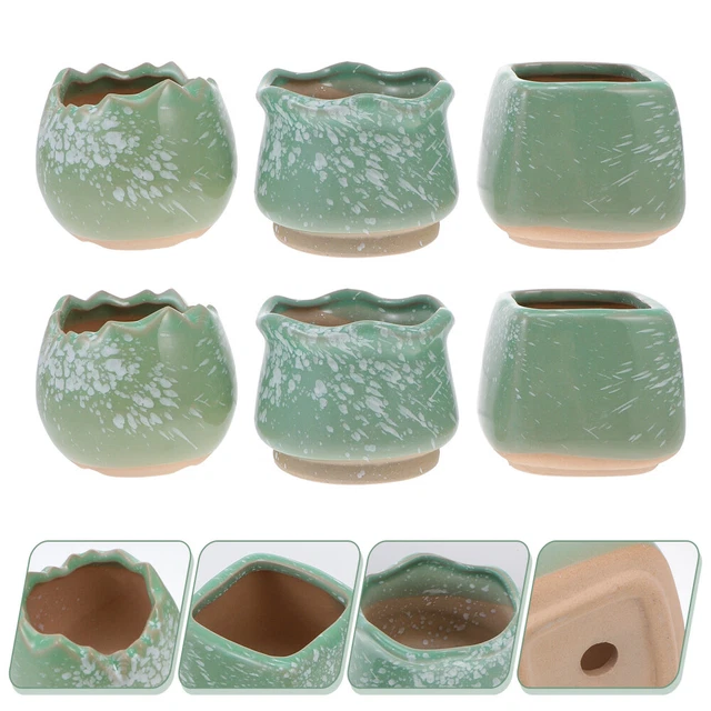 6Pcs Sukkulenten Pflanzer Keramik Blumentopf Pflanzer Porzellan Gärtnerei Topf