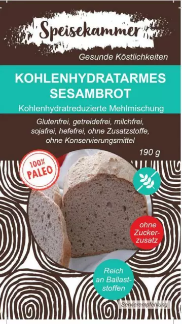 2x Kohlenhydratarmes (9g/100g) Brot Backmischung Keto glutenfrei paleo