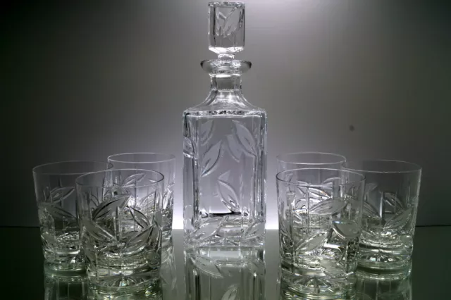 Whisky-Set 6 Vasos de Whiskey + Garrafa Cristal Transparente Cristal de Plomo