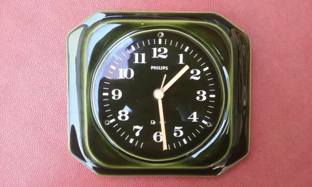 PHILIPS Horloge Murale Céramique*/Clock/Alte Wandühr Vintage Quartz M. Germany