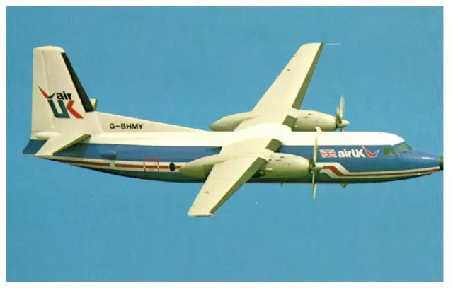 Air UK F 27 Fokker Friendship Airplane Postcard