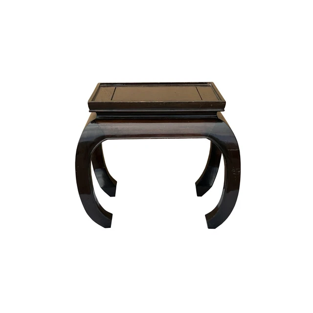Oriental Chinese Brown Curve Leg Square Side Table Display Stand ws3815S