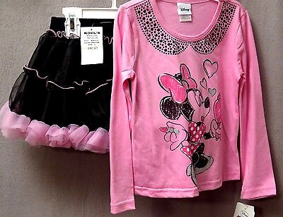 Minnie Mouse 2 Piece Tutu Skirt & Matching T-Shirt Sizes: 5 & 6 Super Cute BNWT