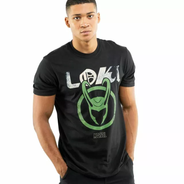 Official Marvel Mens Loki Emblem T-shirt Black S - XXL