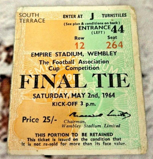 Programme Final FA Cup 1964 – Preston North End Vs West Ham United – Bon état