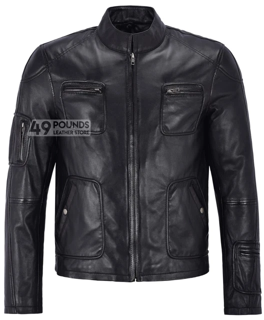 'STAR TREK' Mens BLACK Biker Style Motorcycle Soft Real Napa Leather Jacket 2438