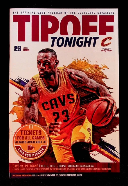 Lebron James Cleveland Cavaliers Pelicans NBA Program 2016 Championship Season