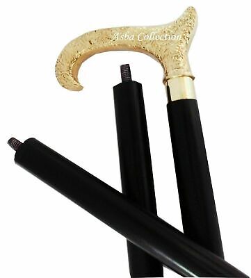 Brass Antique Designer Black Head Handle Wooden Vintage Walking Cane Style Stick