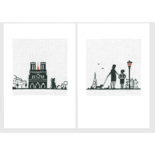 SHEGZHUC Set van 6 Diamond Painting wenskaarten, set van 6 stuks, kat