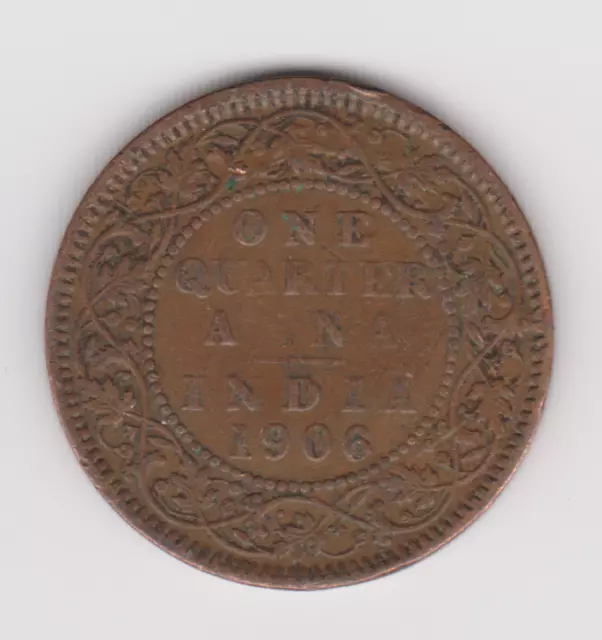 1906 India 1/4 Anna KM# 501 | Edward VII British India Quarter Anna