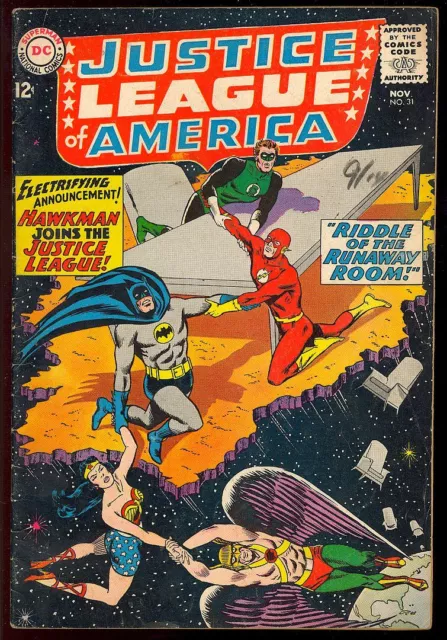 Justice League of America #31 Nice Silver Age Wonder Woman Flash DC 1965 VG