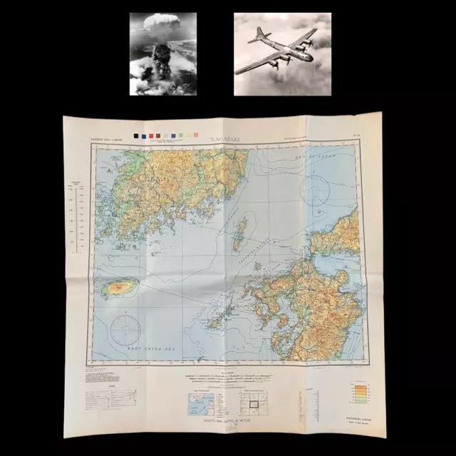 RARE WWII Nagasaki Bomber Air Navigation USAAF Map Atomic Bomb Japan