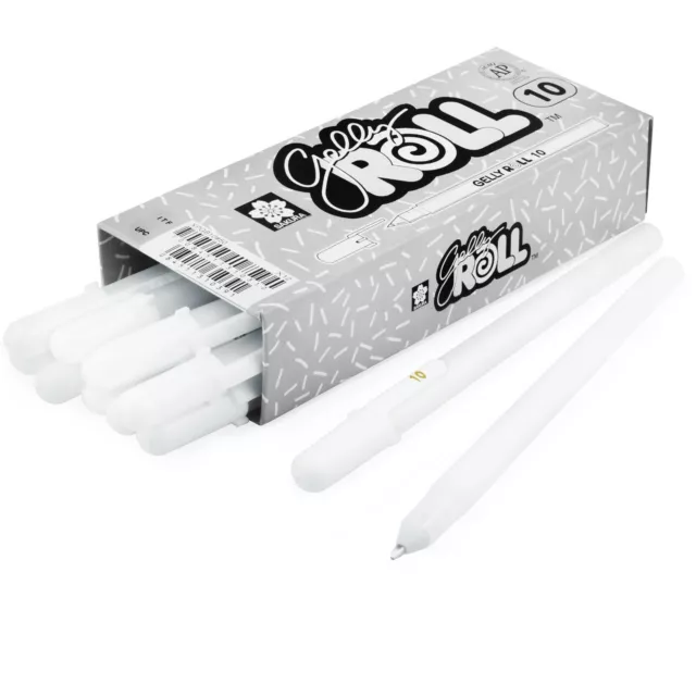 Sakura Gelly Roll Gel Pens - Bold Point 10 - White Ink - Pack of 12