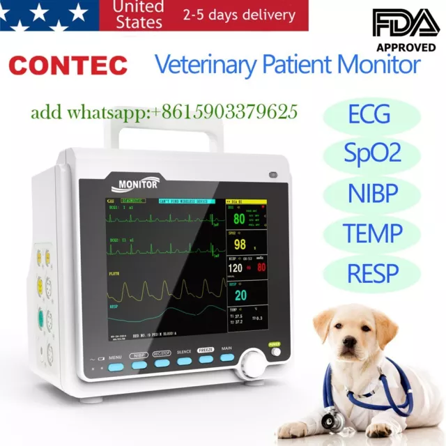 Veterinary Vital signs patient monitor with ECG,RESP,SpO2,PR,NIBP,TEMP,Animal