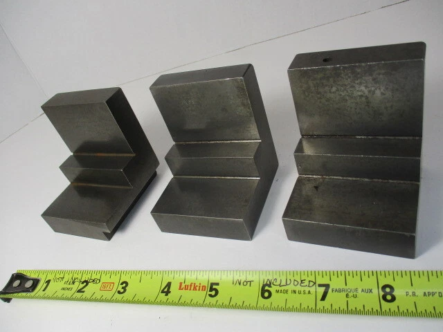 Set (3) Angle Plates, Plate, Toned, Hardened, Step, 2-1/4" x 2-7/8" x 2-1/2" VGC