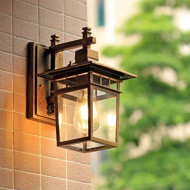 Retro Glass Wall Sconce Lamp IP45 Waterproof Outdoor Corridor Garden Wall Light 2