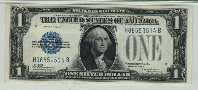 1928 C $1 Silver Certificate Note Fr.1603 Hb Block Pmg Gem Unc 65 Epq (514B) 3