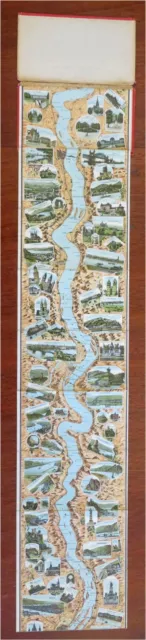 Rhine River Mainz to Cologne c. 1880's Decorative Folding Panoramic Map Souvenir