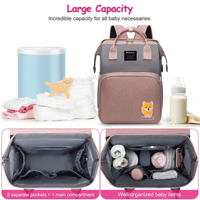 3-in-1 Baby Diaper Bag Backpack with Changing Station Portable Mommy Travel Bag 2
