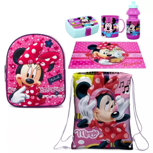 Minnie Auriculares Disney Mochila 3D Escuela Guardería Bolsa Botella Lonchera