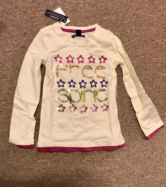 Gap Kids Girls Sequin Free Spirit Cotton Long Sleeve Shirt XS 4-5 Stars Sparkle