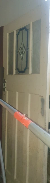 1930s Stained Leaded Glass Front Wooden Door
