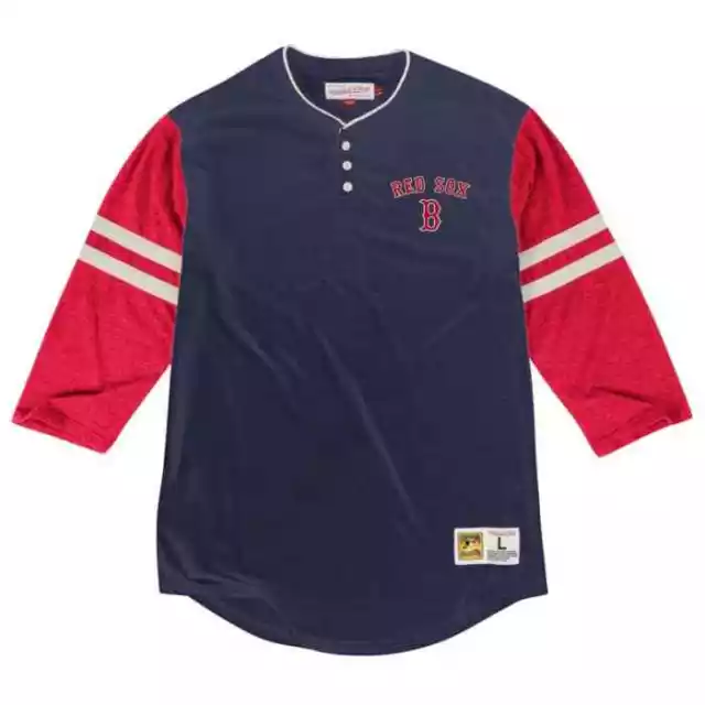 Mitchell & Ness Herren Boston Red Sox Heim Stretch 3/4 Arm Henley Shirt M