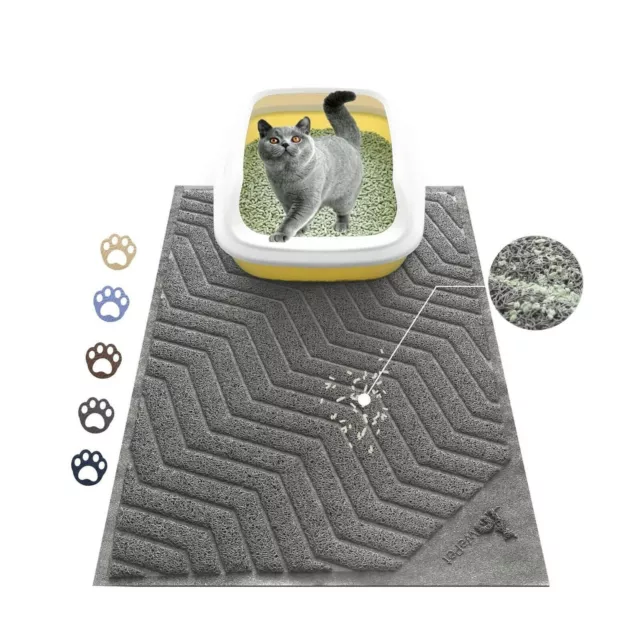 Estera de arena para gatos WePet, alfombra de malla para atrapar arena para gatitos, 35 x 23 pulgadas de tamaño, pre...