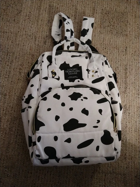 Giving Traveling Share Cow Print Backpack Diaper Bag 14" tall