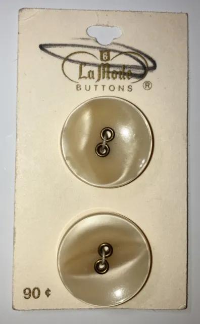 Vintage La Mode Cream Marbled Plastic Buttons Metal Grommet 2 Hole 1" NEW