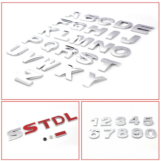 A-Z ALPHABET LETTERS Car Sticker Self Adhesive Auto Badge Emblem 3D ...