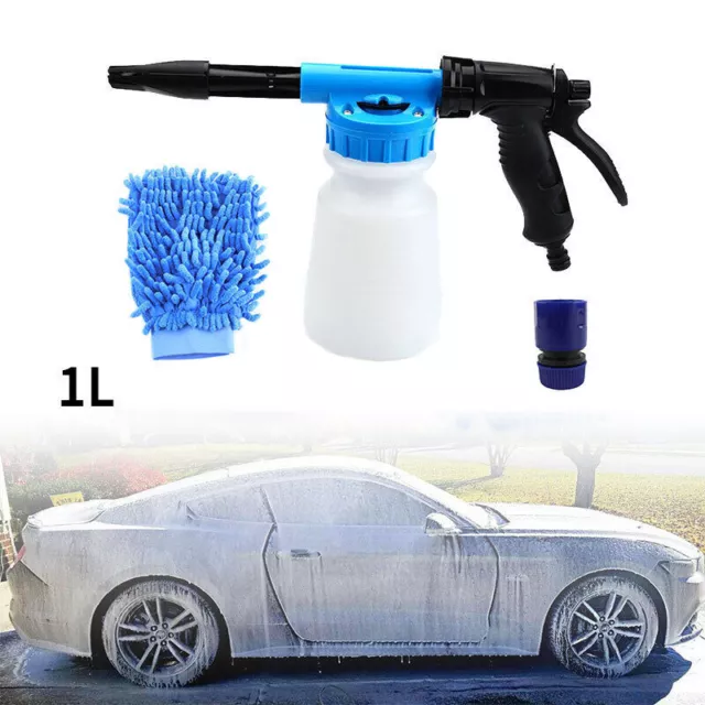 Snow Foam Car Wash Spray Gun Lance Uses Hose Pipe Sprayer 1000ML Bottle Gloves