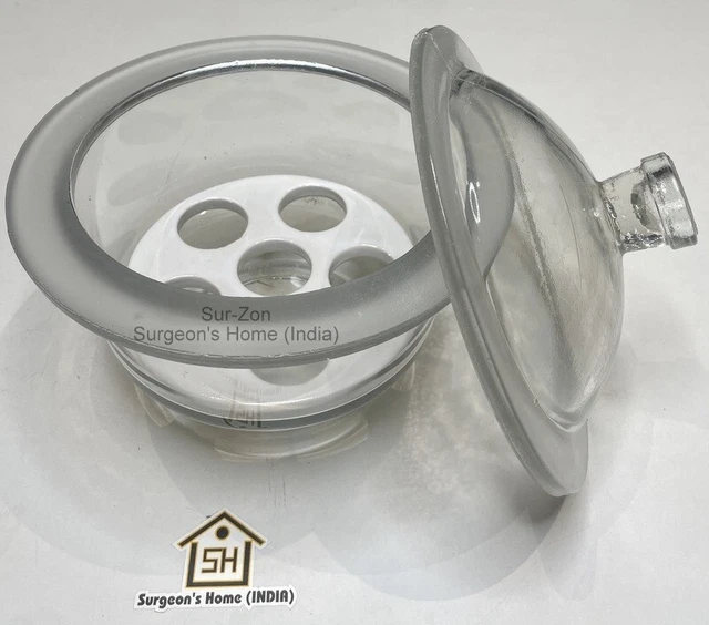 Glass Dessicator Vaccum Jar Lab Dryer With Porcelain Plate