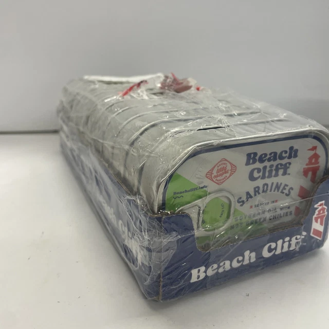 12 CAN LOT Beach Cliff Sardines In Soybean Oil & Hot Green Chilies 3.75