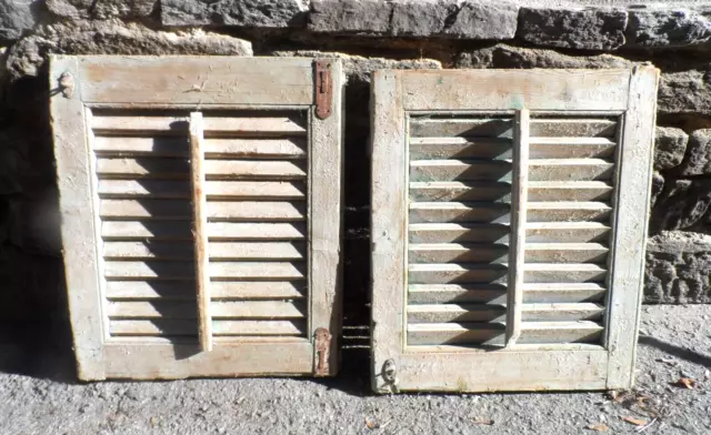 uralt Holz Fensterladen Sonnenschutz 2 Flügel um 1930 Holz-Lamellen Klappläden