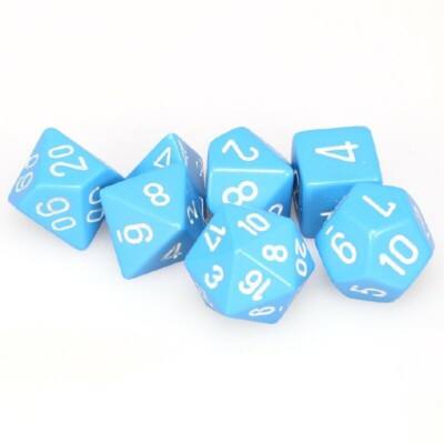 White Polyhedral 7-Die Set Chessex Dice Dadi Chessex Opaque Light Blue 