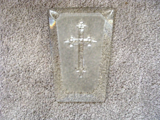 Antique Etched & Frosted Beveled Glass w Cross Make/ Repair for Windows / Doors