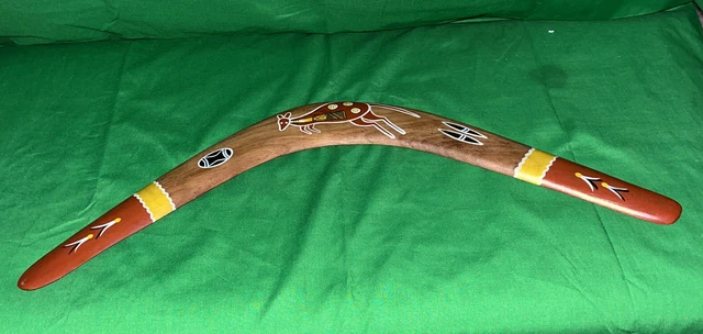 Vintage BILL ONUS Boomerang Made in Australia Wood Kangaroo Design RARE