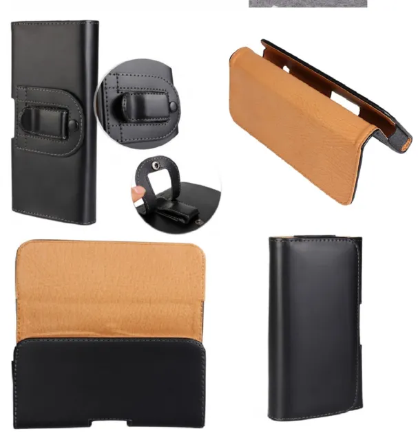 For Sony Xperia X XA XZ Black Leather Belt Clip Tradesman Case Cover Pouch